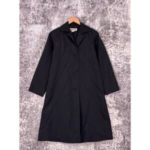 Vintage Issey Miyake Trench Coat 4 Womens Black Nylon Button Front